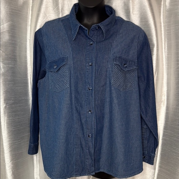 Fashion Bug Denim Button Up Long Sleeve Collar Cotton Shirt Women’s 22/24 - Picture 1 of 8